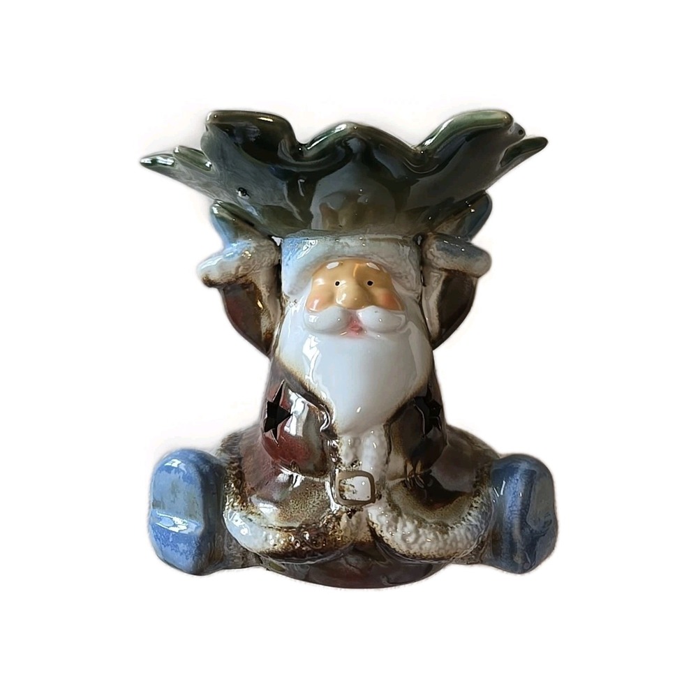 Christmas JDY Inc. Tea Candle‎ Holder Of Santa Holding A Poinsettia